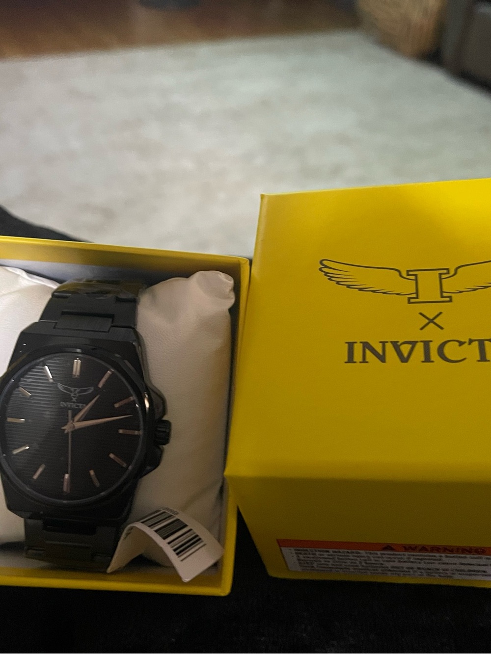 Invicta Men's Black Steel Bracelet Watch with Rose Gold Accents